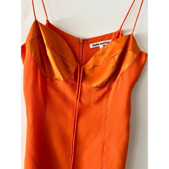 Reformation Ocean Dress Size 4 Orange Sweetheart-Neck Woven Mini Slip Dress - Picture 5 of 15